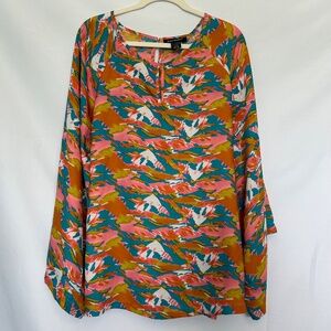 Ashley Stewart Abstract Patterned Multicolored Blouse‎
